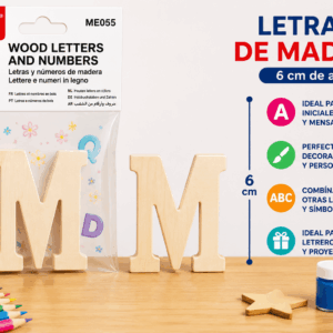 Letra M de Madera 6 cm para Manualidades y Decoración Letra M de madera de 6 cm para manualidades, decoración, nombres, iniciales y letreros personalizados