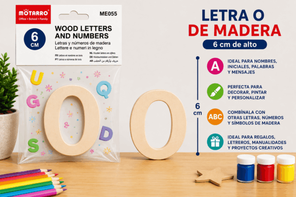 Letra O de Madera 6 cm para Manualidades y Decoración Letra O de madera de 6 cm para manualidades, decoración, nombres, iniciales y letreros personalizados