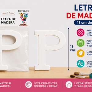 Letra P de Madera 11 cm para Manualidades y Decoración Letra P de madera de 11 cm para manualidades, decoración, nombres e iniciales personalizadas
