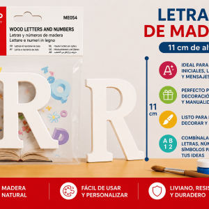 Letra R de Madera 11 cm para Manualidades y Decoración Letra R de madera de 11 cm para manualidades, decoración, nombres, iniciales y letreros personalizados