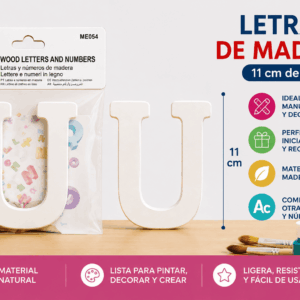 Letra U de Madera 11 cm para Manualidades y Decoración Letra U de madera de 11 cm para manualidades, decoración, nombres e iniciales personalizadas