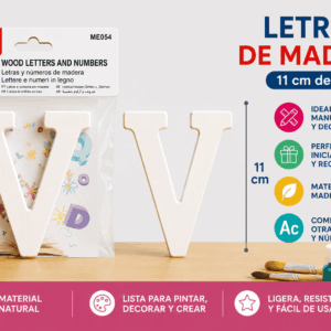 Letra V de Madera 11 cm para Manualidades y Decoración Letra V de madera de 11 cm para manualidades, decoración, nombres e iniciales personalizadas