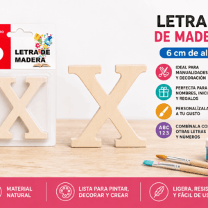 Letra X de Madera 6 cm para Manualidades y Decoración Letra X de madera de 6 cm para manualidades, decoración, nombres y proyectos personalizados