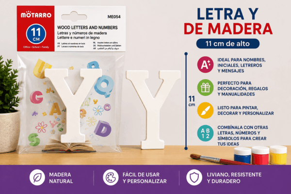 Letra Y de Madera 11 cm para Manualidades y Decoración Letra Y de madera de 11 cm para manualidades, decoración, nombres, iniciales y letreros personalizados