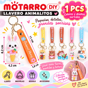 Llavero animalitos kawaii con correa Animal Home Motarro DIY en colores y diseños surtidos para llaves y mochilas