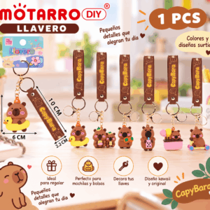 Llavero Capibara Kawaii con Correa CapyBara Motarro DIY Llavero capibara kawaii con correa CapyBara Motarro DIY en colores y diseños surtidos para llaves y mochilas