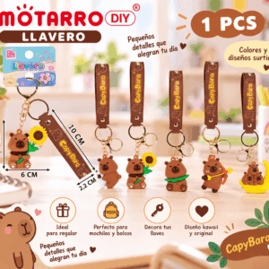 Llavero Capibara Kawaii con Correa CapyBara Motarro DIY Llavero capibara kawaii con correa CapyBara Motarro DIY en colores y diseños surtidos para llaves y mochilas