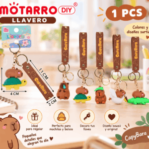 Llavero Capibara Kawaii con Correa CapyBara Motarro DIY Llavero capibara kawaii con correa CapyBara Motarro DIY en colores y diseños surtidos para llaves y mochilas