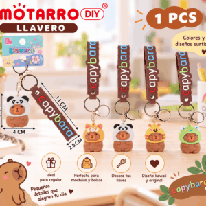 Llavero Capibara Kawaii Disfrazado con Correa Capybara Motarro DIY Llavero capibara kawaii disfrazado con correa Capybara Motarro DIY en colores y diseños surtidos