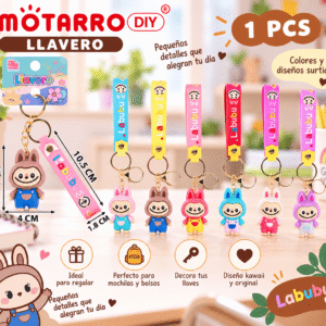 Llavero Labubu Kawaii con Correa Motarro DIY Llavero Labubu kawaii con correa Motarro DIY en colores y diseños surtidos para llaves y mochilas