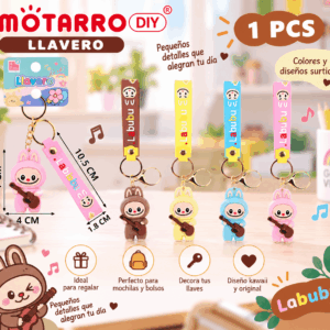 Llavero Labubu Kawaii con Guitarra y Correa Motarro DIY Llavero Labubu kawaii con guitarra y correa Motarro DIY en colores surtidos para llaves y mochilas
