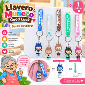 Llavero Muñeco Good Luck con Correa | Diseños Surtidos Llavero muñeco Good Luck con correa de colores y diseños surtidos