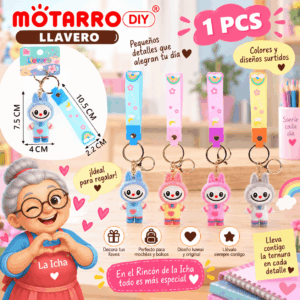 Llavero Muñeco Kawaii con Correa Arcoíris Motarro DIY Llavero muñeco kawaii con correa arcoíris Motarro DIY en colores surtidos junto a La Icha