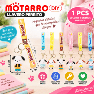 Llavero perrito kawaii con correa Sweet Motarro DIY en colores y diseños surtidos para llaves y mochilas