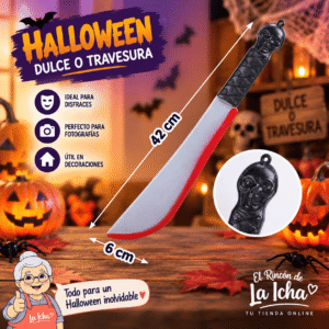 Machete Halloween Decorativo 42 x 6 cm para Disfraz Machete Halloween decorativo de 42 x 6 cm para disfraces y decoración de terror