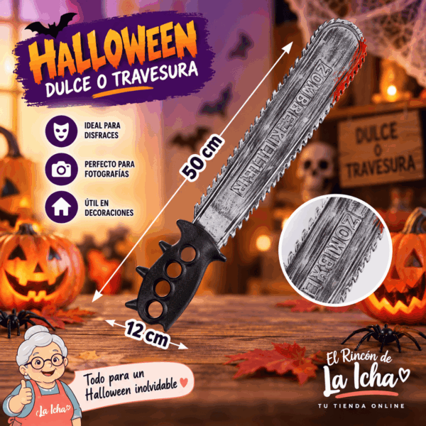 Machete Zombie Halloween Decorativo 50 x 12 cm Machete zombie Halloween decorativo de 50 x 12 cm para disfraces y decoración de terror
