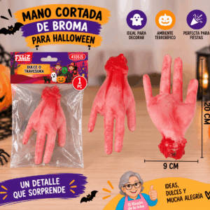 Mano Cortada de Broma para Halloween 20 x 9 cm Mano cortada de broma para Halloween de 20 x 9 cm con acabado rojizo