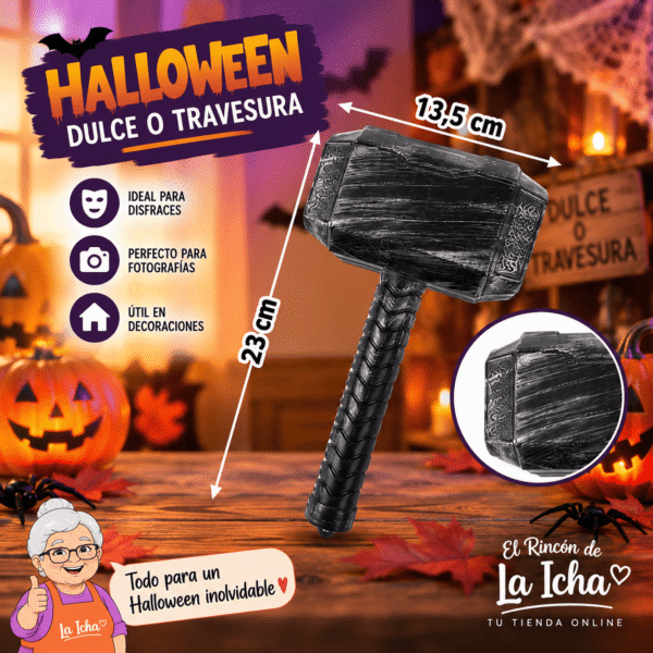 Martillo Halloween Decorativo 23 x 13,5 cm Martillo Halloween decorativo de 23 x 13,5 cm para disfraces y ambientaciones de terror