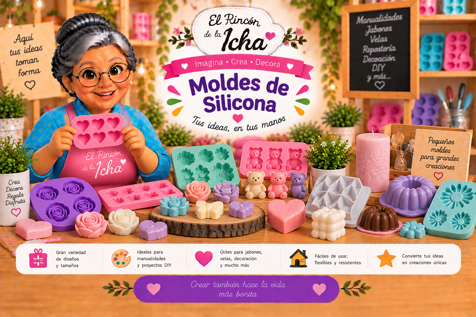 Moldes de Silicona para Manualidades y DIY | El Rincón de la Icha Moldes de silicona de distintas formas y diseños para manualidades, decoración y proyectos DIY