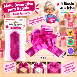 Moño Decorativo Fucsia Grande para Regalo 16 x 4,5 cm Moño decorativo fucsia grande para regalo de 16 x 4,5 cm con acabado brillante