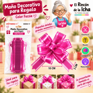 Moño Decorativo Fucsia para Regalo 10 x 3 cm Moño decorativo fucsia para regalo de 10 x 3 cm con acabado brillante
