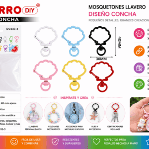 Set de 2 mosquetones llavero con diseño de concha en colores surtidos para llaveros, mochilas, bolsos y manualidades DIY