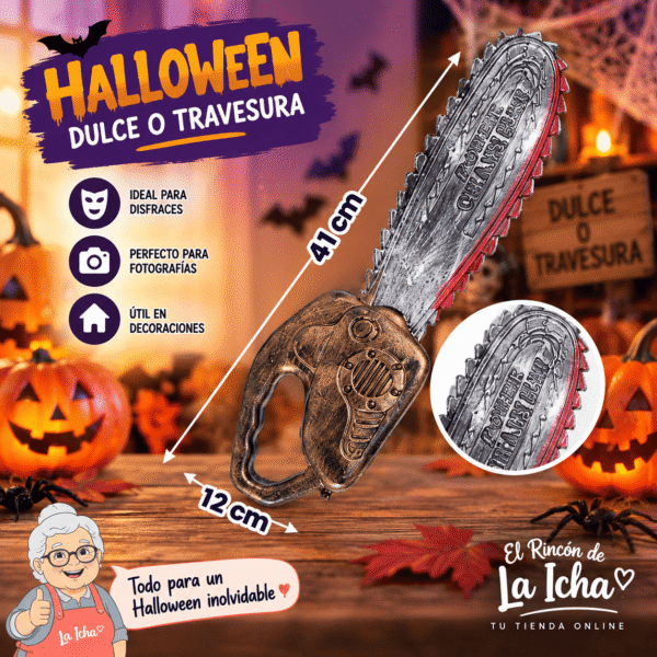 Motosierra Zombie Halloween Decorativa 41 x 12 cm Motosierra Zombie Halloween decorativa de 41 x 12 cm para disfraces y decoración de terror