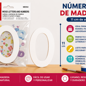 Número 0 de Madera 11 cm para Manualidades y Decoración Número 0 de madera de 11 cm para manualidades, cumpleaños, fechas, edades y decoración personalizada