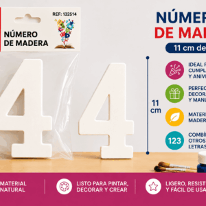 Número 4 de Madera 11 cm para Manualidades y Decoración Número 4 de madera de 11 cm para manualidades, cumpleaños, fechas, edades y decoración personalizada