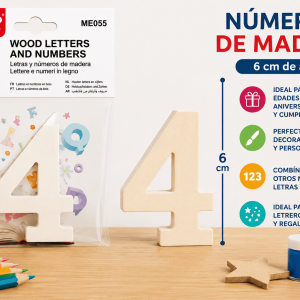 Número 4 de Madera 6 cm para Manualidades y Decoración Número 4 de madera de 6 cm para manualidades, cumpleaños, fechas, edades y decoración personalizada