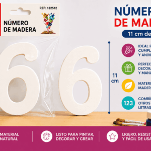 Número 6 de Madera 11 cm para Manualidades y Decoración Número 6 de madera de 11 cm para manualidades, cumpleaños, fechas, edades y decoración personalizada