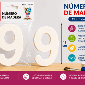Número 9 de Madera 11 cm para Manualidades y Decoración Número 9 de madera de 11 cm para manualidades, cumpleaños, fechas, edades y decoración personalizada