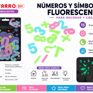 Set de 15 Números y Símbolos Fluorescentes Adhesivos – Colores Surtidos Set de 15 números y símbolos fluorescentes adhesivos en colores surtidos para decorar paredes, zonas de estudio, espacios creativos y proyectos DIY.