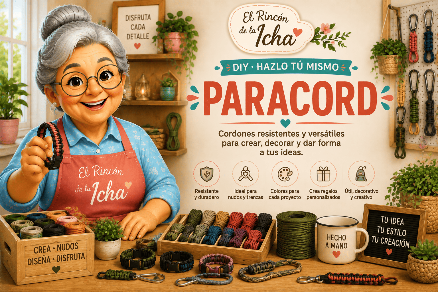Paracord para Manualidades y Proyectos DIY | El Rincón de la Icha Paracord para manualidades, pulseras, llaveros, nudos, trenzas y proyectos DIY