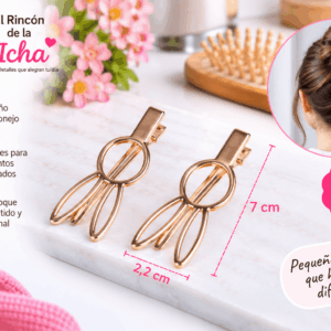 Pinzas para el Cabello Diseño Conejo Calado – 2 Piezas Set de 2 pinzas para el cabello con diseño de conejo calado, apariencia metálica y medida de 2,2 x 7 cm