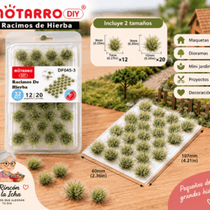 Racimos de Hierba Decorativa Verde Claro 32 Piezas para Maquetas Racimos de hierba decorativa verde claro de 32 piezas para maquetas, con medidas de 9 x 7 mm y 9 x 10 mm