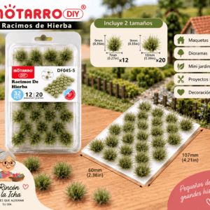 Racimos de Hierba Decorativa Verde Natural 32 Piezas para Maquetas Racimos de hierba decorativa verde natural de 32 piezas para maquetas, con tamaños de 9 x 7 mm y 9 x 10 mm