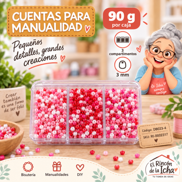 ri-0002317-db023-4 Set de mostacillas en caja de 3 compartimentos – Mezcla 04 – 3 mm – 90 g