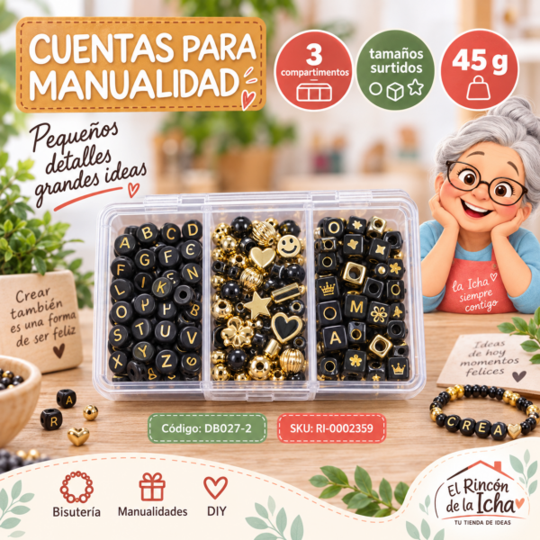 ri-0002359-db027-2 Set de cuentas con letras en caja de 3 compartimentos – Mezcla 02 – 45 g