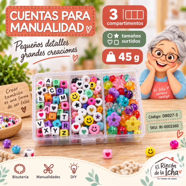 ri-0002360-db027-3 Set de cuentas con letras en caja de 3 compartimentos – Mezcla 03 – 45 g
