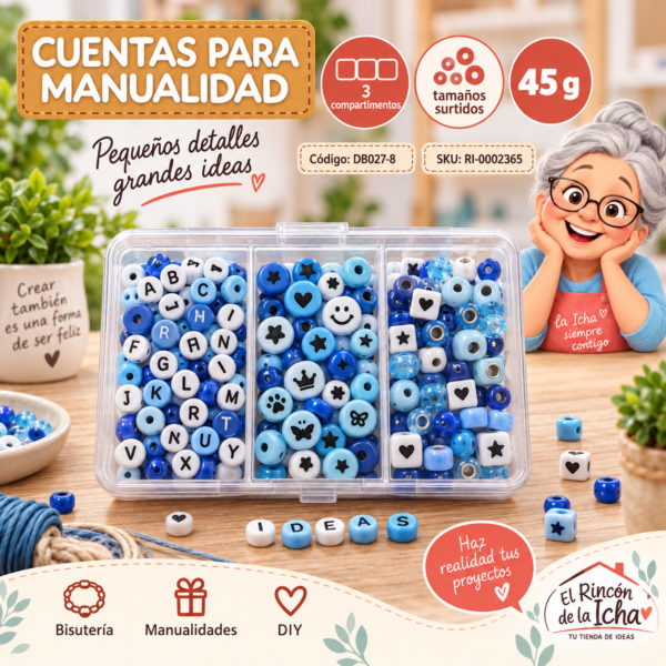 ri-0002365-db027-8 Set de cuentas con letras en caja de 3 compartimentos – Mezcla 08 – 45 g