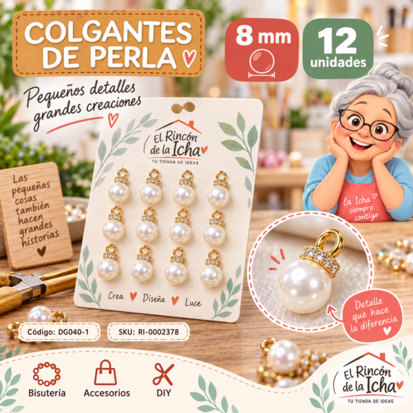 ri-0002378-dg040-1 Colgantes de perla con argolla de strass – 8 mm – 12 unidades