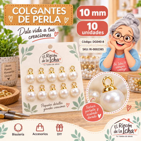 ri-0002385-dg040-8 Colgantes de perla con terminal dorado – 10 mm – 10 unidades