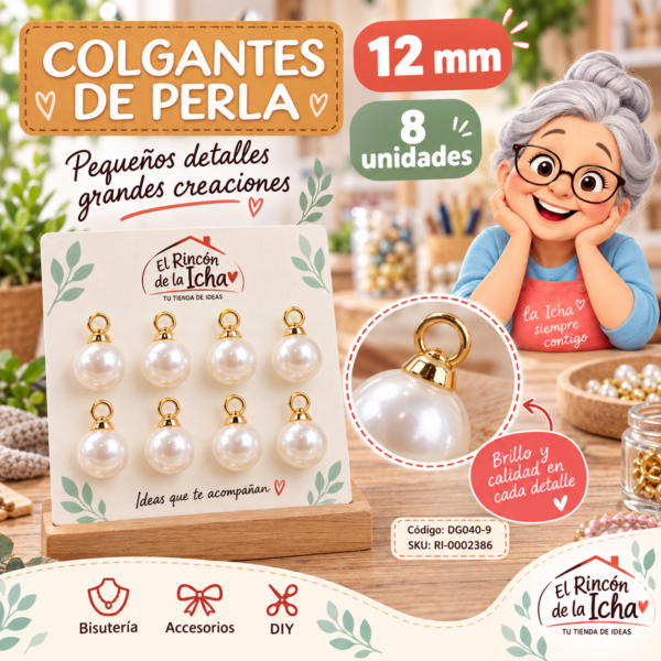 ri-0002386-dg040-9 Colgantes de perla con terminal dorado – 12 mm – 8 unidades