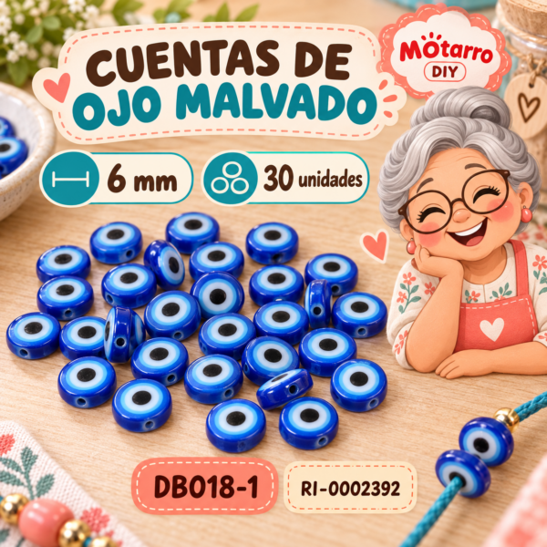 ri-0002392-db018-1 Cuentas planas de ojo malvado azules – 6 mm – 30 unidades