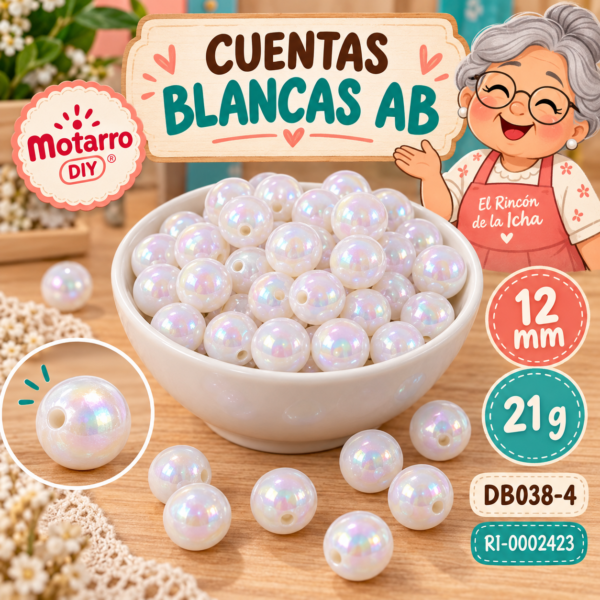 ri-0002423-db038-4 Cuentas blancas AB redondas – 12 mm – 21 g