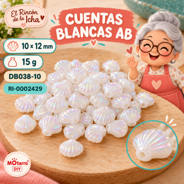 ri-0002429-db038-10 Cuentas blancas AB de concha – 10 × 12 mm – 15 g