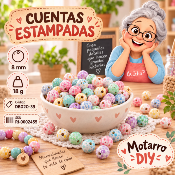 ri-0002455-db020-39 Cuentas redondas moteadas multicolor pastel – 8 mm – 18 g