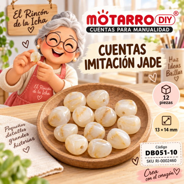 Cuentas irregulares imitación jade beige – 12 piezas – 13 × 14 mm