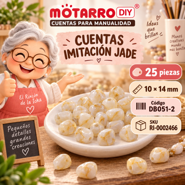Cuentas pequeñas irregulares imitación jade beige – 25 piezas – 10 × 14 mm